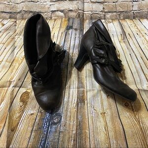 Decree Brown Faux Leather Strappy Ankle Booties